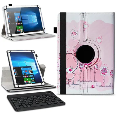 Produktbild von Tablet Tasche Tastatur Hülle für 10 10.1 Zoll Schutzhülle Case Bluetooth DrehbarFarben:Motiv 1