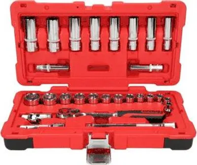 Produktbild von KS Tools 958.0627, Steckschlüssel-Satz, 3/8", 27 Kopf/Köpfe, Chrom-Vanadium-Stahl, 2,64 kg