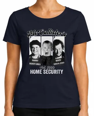 Zdjęcie produktu dla McCallister's Home Security Harry Marv Kevin - Weihnachten Christmas Xmas Damen T-Shirt, Navy, M