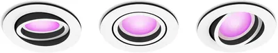 Produktbild von Philips Hue White and Color ambiance 3er-Pack Centura Einbauspot, Intelligenter Einbaustrahler, Bluetooth/Zigbee, Weiß, LED, Synthetik, GU10