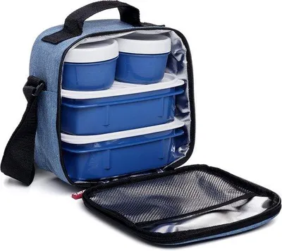 Produktbild von Famanu Kühltasche 3 Liter mit 4 BPA-freien Aufbewahrungsbehältern – Schwarz