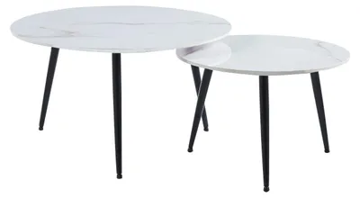 Produktbild von Furnitex runde Couchtische L9-FX (D) weißer Marmor (80+60)