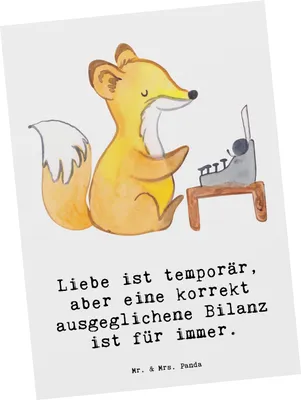 Produktbild von Mr. & Mrs. Panda Ansichtskarte Buchhalter Weisheit - Weiß - Geschenk, bildkarte, Liebe, Ansichtskarten, handgefertigte Geschenke, Bilanz, Grußkarte, Präzision, Beruf