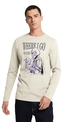 Produktbild von Star Wars: Mandalorian Where I Go Premium Langarmshirt Herren, XL, Naturweiß