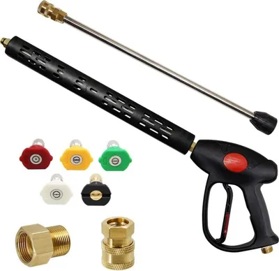 Obrázek produktu pro Náhradní vysokotlaká čisticí pistole s nástavcem 40,6 cm, 4000 PSI, vysokotlaká čisticí pistole s připojením M22-15 mm nebo M22-14 mm, 5 nástavců trysek, 101,6 cm