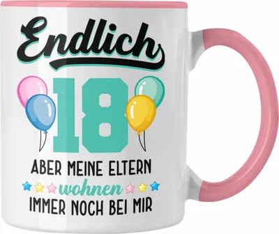 Produktbild von Trendation - 18. Geburtstag Tasse Geschenk Mädchen Jungen Geschenkidee Lustig Spruch 18 Geschenke Geschenkideen zum 18 Bday 18er Erwachsen (Rosa)