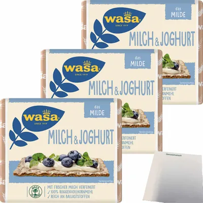 Produktbild von Wasa Milch & Joghurt Knäckebrot 3er Pack (3x230g Packung) + usy Block
