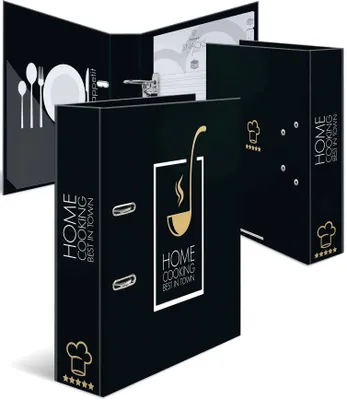 Produktbild von HERMA Rezeptordner A4 Homecooking, A4, Halteöse, Lagerung, Karton, Schwarz, Gold, Weiß, 7 cm