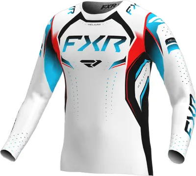 Zdjęcie produktu dla Koszulka motocrossowa FXR Helium Edge, czarno-biało-niebiesko-czerwona, rozmiar XL