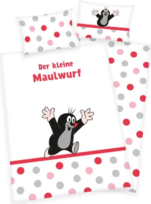 Produktbild von "Der kleine Maulwurf" Bettwäsche / Babybettwäsche / Kleinkinderbettwäsche, 100% Baumwolle ( Linon ), 40x60 cm + 100x135 cm