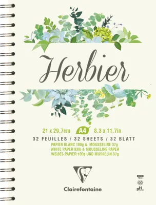 Produktbild von Clairefontaine 5x Herbarium, Heft mit Spiralbindung, A4 32 Blatt 180g 975179C