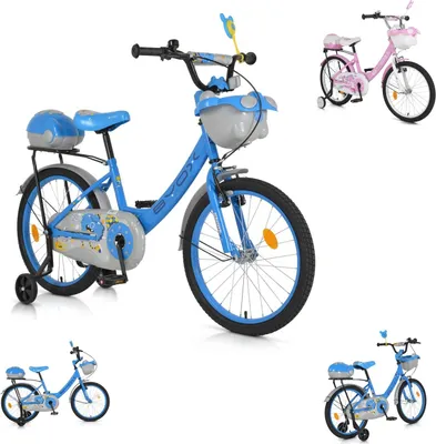 Obrázok produktu pre Detský bicykel Byox 20 palcov 2002, tréningové kolesá, zvonček, nastaviteľná výška, košíky modrý