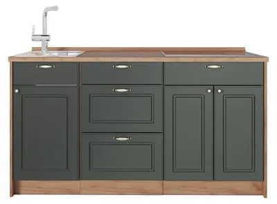Produktbild von Küchenblock Vicco Fame-Line Grün-Gold Landhaus 150 cm ohne Arbeitsplatte, Model 65422