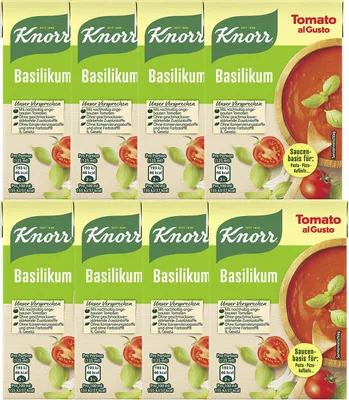 Image de Knorr Tomato al Gusto au basilic pour pâtes et pizza 370g, paquet de 8