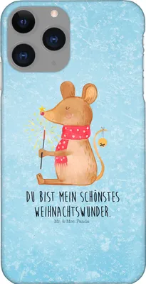 Produktbild von Mr. & Mrs. Panda Iphone 11 Pro Handyhülle Maus Weihnachten - Eisblau - Geschenk, Weihnachtsgruß, Mäuschen, Weihnachtsmotiv, Frohe, Premium Kunststoff, Handy Case