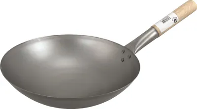 Produktbild von Wok mit rundem Boden 30cm Durchmesser Asiatische Eisenpfanne