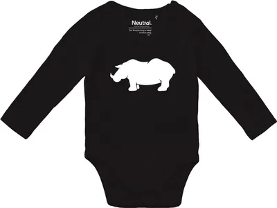Produktbild von Huuraa Baby Body Nashorn Silhouette 62 Black  Baumwolle Fairtrade Langarmbody Geschenkidee