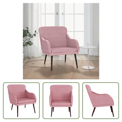 Image de The Living Store fauteuil rose 63x76x80 cm velours