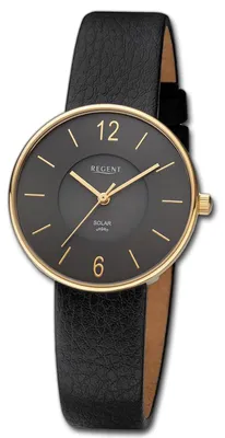 Productafbeelding van Armbandhorloge, zwart, dames, analoog, Regent, band van appelhout, model D3URBA720