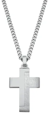 Image de Collier pour homme de la marque s.Oliver, avec pendentif, représentant une croix. Livré dans une boîte à bijoux
