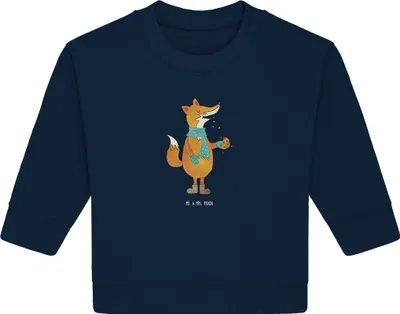 Produktbild von Mr. & Mrs. Panda Organic Baby Pullover Fuchs Keks 12. - 18. Monat - French Navy - Geschenk, Frieren, Kekse, Winter, Weihnachtszeit, Weihnachtlich, Bullover, Plätzchen