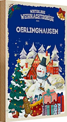Produktbild von Holzschild Weihnachtsgrüße aus OERLINGHAUSEN 20x30cm