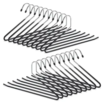 Produktbild von Hosenbügel Hosenhänger Kleiderbügel - Rutschfest - Metall - 20 Stück - Schwarz