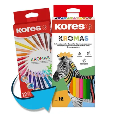 Obrázek produktu pro Kores BB93391 Kores trojhranné barevné tužky "Kromas", krabička 12 ks