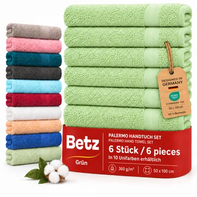 Produktbild von Betz Handtuch Set Palermo – 6er Pack Handtücher 50x100 cm – 100% Baumwolle, Handtücher für Bad, Gäste & Alltag – hochwertige Qualität -  Farbe grün