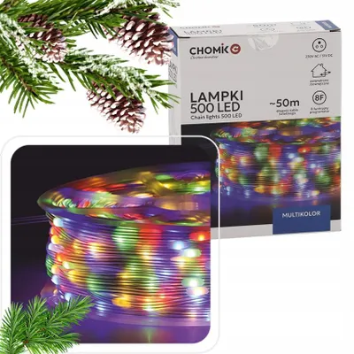 Obrázok produktu pre LED svetelný reťazec s mikrolampičkami, 500 LED, pre vianočný stromček, viacfarebný, dĺžka 3 + 50 metrov