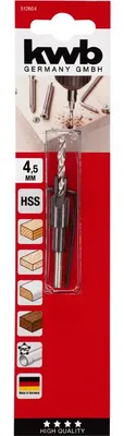 Produktbild von kwb 512604, Bohrer, Spiralschneidbohrer, 4,5 mm, Hartplatte, Hartholz, Kunststoff, Weichholz, Holz, Hochgeschwindigkeitsstahl (HSS), Silber
