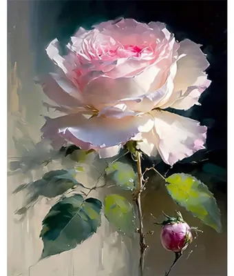 Immagine prodotto di Kit per adulti per dipingere per numero, motivo: rosa. Ideale per creare un regalo o per decorare la casa