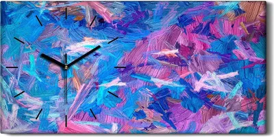 Produktbild von Wanduhr Leinwand Bild Uhr 60x30 Abstrakte Streifen Digitales Malerei - schwarze Hände