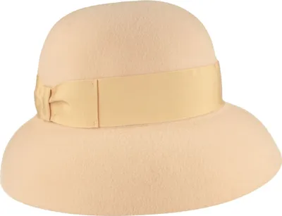 Borsalino elegante Damen Velours Glocke Audrey mit Ripsband in beige