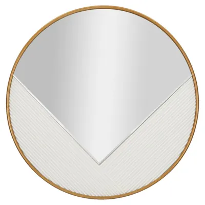 Produktbild von Wandspiegel mit Relief Metallrahmen 80 cm Weiß Gold Mauro Ferretti Tolosa