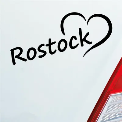 Produktbild von Auto Aufkleber Rostock Herz Stadt City Love Liebe Heimat 18,5x8 cm Schwarz Glanz Sticker Heckscheibenaufkleber