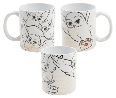 Produktbild von Harry Potter Tasse - Hedwig Hogwarts Brief Becher Kaffeetasse Kaffeebecher aus Keramik Weiß 320 ml