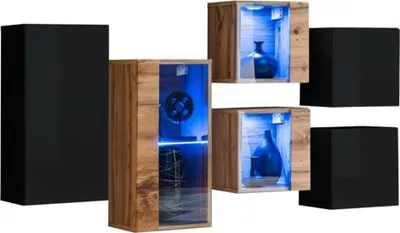 Immagine prodotto di Set mobili da soggiorno SWITCH SBIV design. Colori nero e quercia.