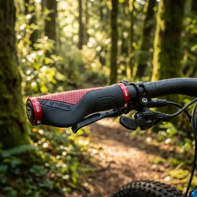 Produktbild von Griffe T-One Ripple Ergo sw/rot 130+90mm 1x Schraubensicherung
