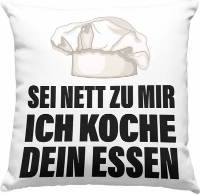 Produktbild von Trendation - Koch Deko-Kissen mit Füllung 40x40 Geschenk Sei Nett Zu Mir Ich Koche Dein Essen Köchin Geschenkidee  (Blau)