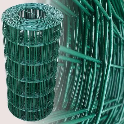 A roll of green wire mesh fencing.