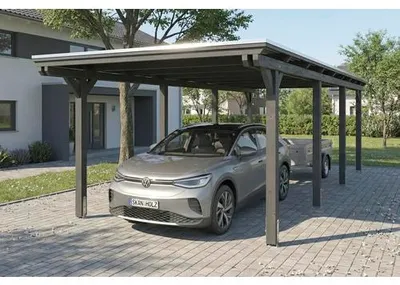 Produktbild von Einzelcarport SKAN HOLZ Emsland inkl. EPDM Folie, Pfostenanker 340 x 846 cm schiefergrau