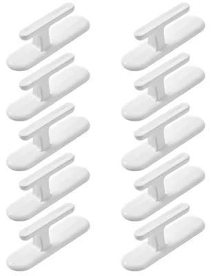 10 Stück Vorhanghaken aus Kunststoff, weiß, 6,9 x 2 cm