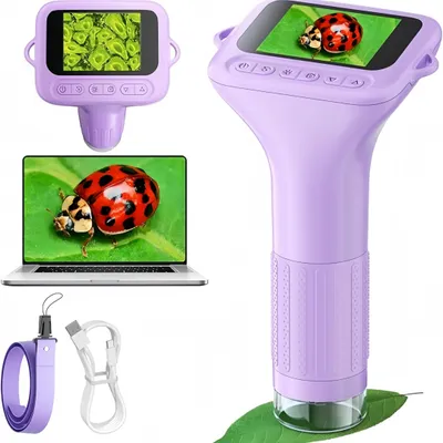 Produktbild von Kindermikroskop, 2-Zoll-IPS-Bildschirm, 1000-faches digitales Handmikroskop, tragbare HD-Taschen-Mini-USB-Mikroskopkamera, mit digitalem HD-Bildschirm