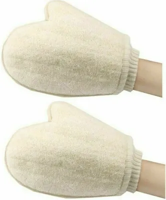 Image de 2 pièces de gants Natural Luffa Luffa bain douche éponge corps laveur exfoliant