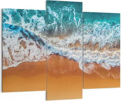 Produktbild von Bild auf Leinwand - Leinwandbild - 3 Teile - Sand Wasser Strand - 130x100cm - Wand Bild - Wanddeko - Wandbilder - Leinwanddruck - Bilder - Wanddekoration - Leinwand bilder - Wandbild - CB130x100-5021
