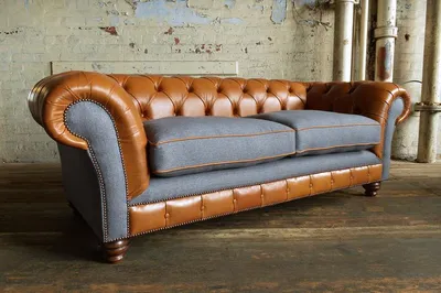 Produktbild von Sofa 3 Sitzer Couch design Braun Chesterfield Polster Sitz Garnitur Leder