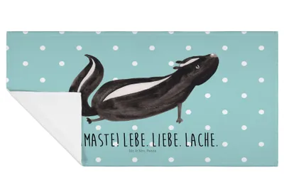 Produktbild von Mr. & Mrs. Panda Handtuch Stinktier Yoga - Türkis Pastell - Geschenk, gesichtstuch, kleines, Wildtier, Namaste, Liebe, Baumwollhandtuch, Raubtier, 50x100, Frotteehandtuch