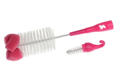 Image de AKUKU Bouteille et brosse à tétine avec éponge Rose