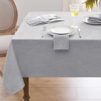 Immagine prodotto di Tovaglia rettangolare, 240 x 140 cm, color grigio chiaro, aspetto lino, microfibra, 210 GSM, idrorepellente